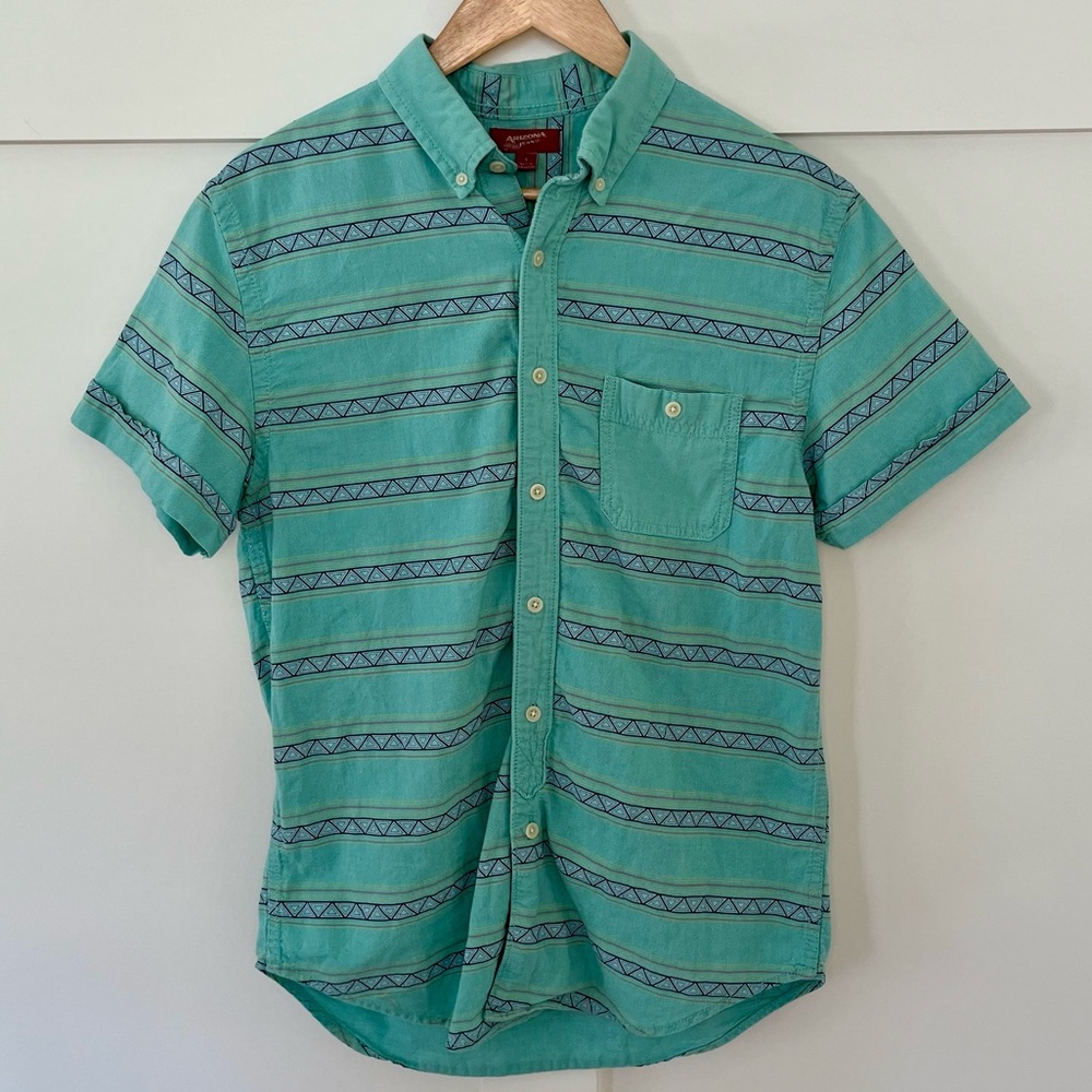 Vintage Men's Green/Teal Patterned Shirt